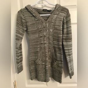 Cute Y2K hooded sweater army green and cream color size small great condition